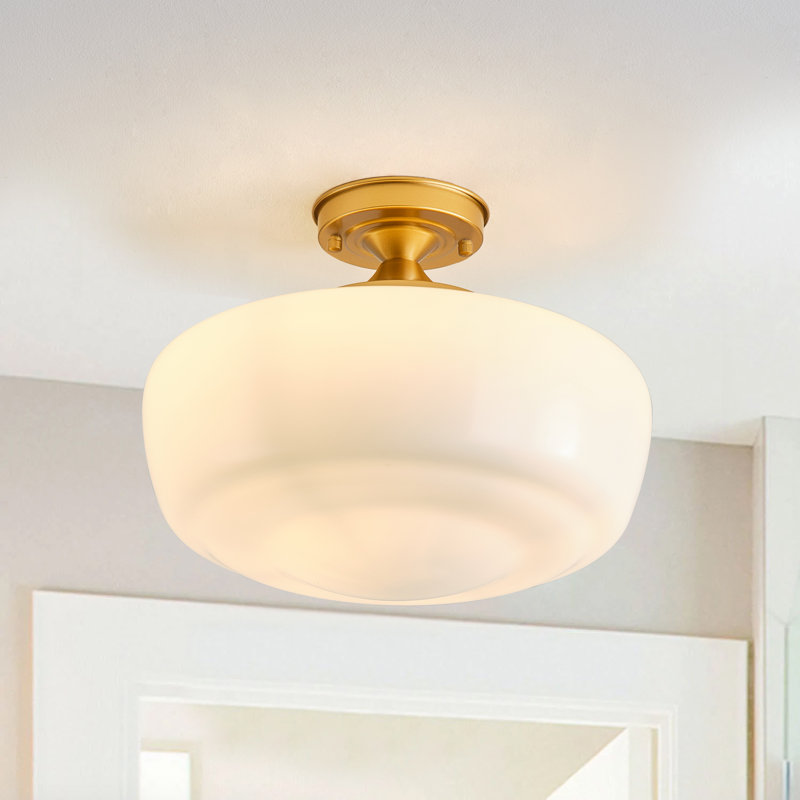 12-Inch Schoolhouse Semi-Flush Ceiling Light In Bronze Finish | FBS-220 / GA12 | Destination Lighting